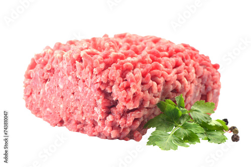 Ground beef on white background isolated