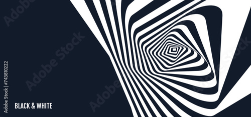 Abstract squares within squares. Optic art illustration. Black and white design. 3d vector patter for brochure, poster, presentation, flyer or banner.