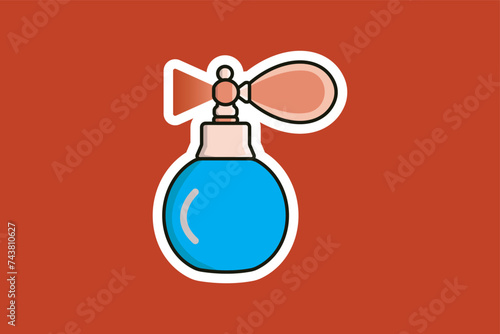 Perfume Glass Bottle Sticker vector illustration. Beauty and Fashion object icon concept. Blank cosmetic perfume bottle sticker vector design with shadow.

