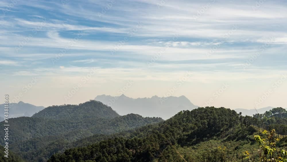 Timelapse of moving clouds in the sky above landscape view with Doi Luang Chiang Dao seen in far distant Timelapse of moving clouds in the sky above landscape view with Doi Luang Chiang Dao seen in far distant