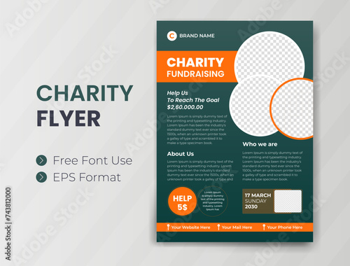 Charity Flyer design and Event Fundraising banner Donation poster template