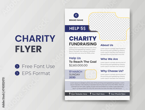 Charity Flyer design and Event Fundraising banner volunteer Donation Advertising poster template vector