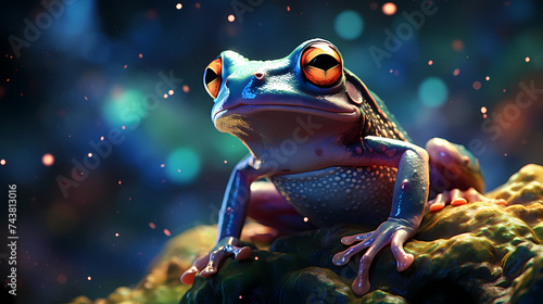 Highly detailed realistic green frog photo