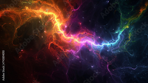 Abstract neon fractal wallpaper with space 