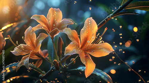 Sun-kissed Lilies with Morning Dew