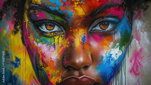 Street Art Inspiration  A black artist creating vibrant street art  adding color and creativity to urban landscapes with their expressive artwork