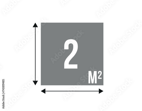 2 m. Vector 2 square meters of construction, concept area and work space