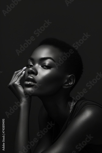 Professional Photography of a Supermodel in a Dramatic Black-and-White Portrait  Showcasing The Intensity  Generative AI