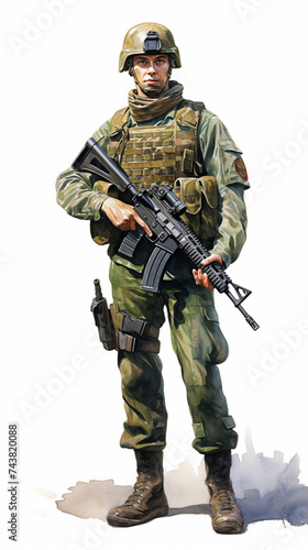 Full body image of soldier army uniform