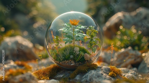Environment and conservation concept using glass globes
