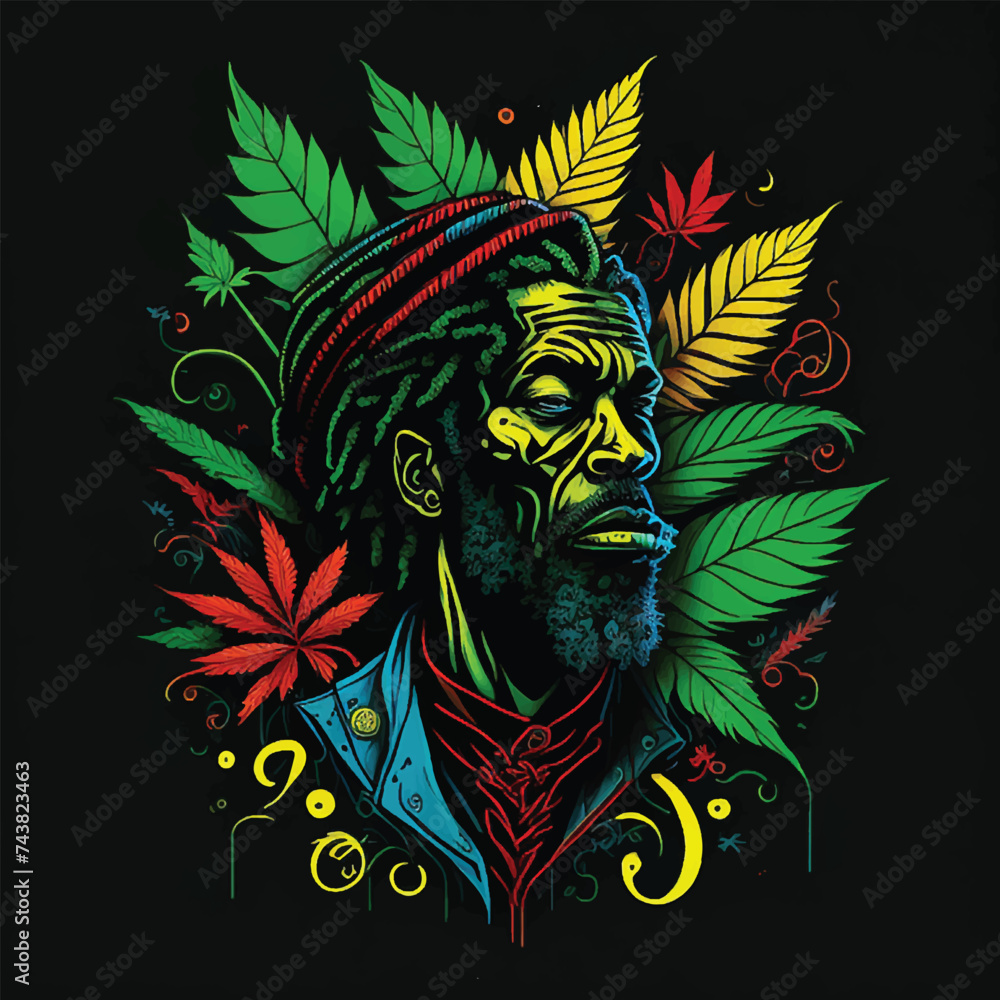 reggae music t-shirt vector