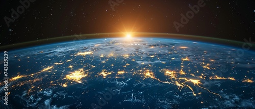 Internet business technology. Global world network and telecommunication on earth. This image was provided by NASA.