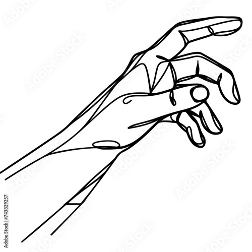 sketch hand reaching forward. closeup hand man grabbed ominously stretching black outline vector illustration
