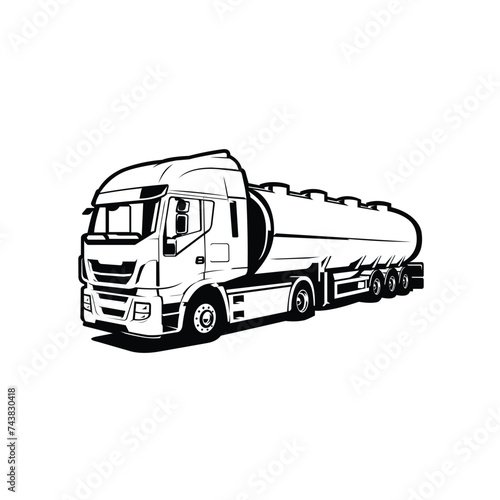 Fuel tanker truck vector clipart stock vector. Semi trailer oil tanker vector art illustration