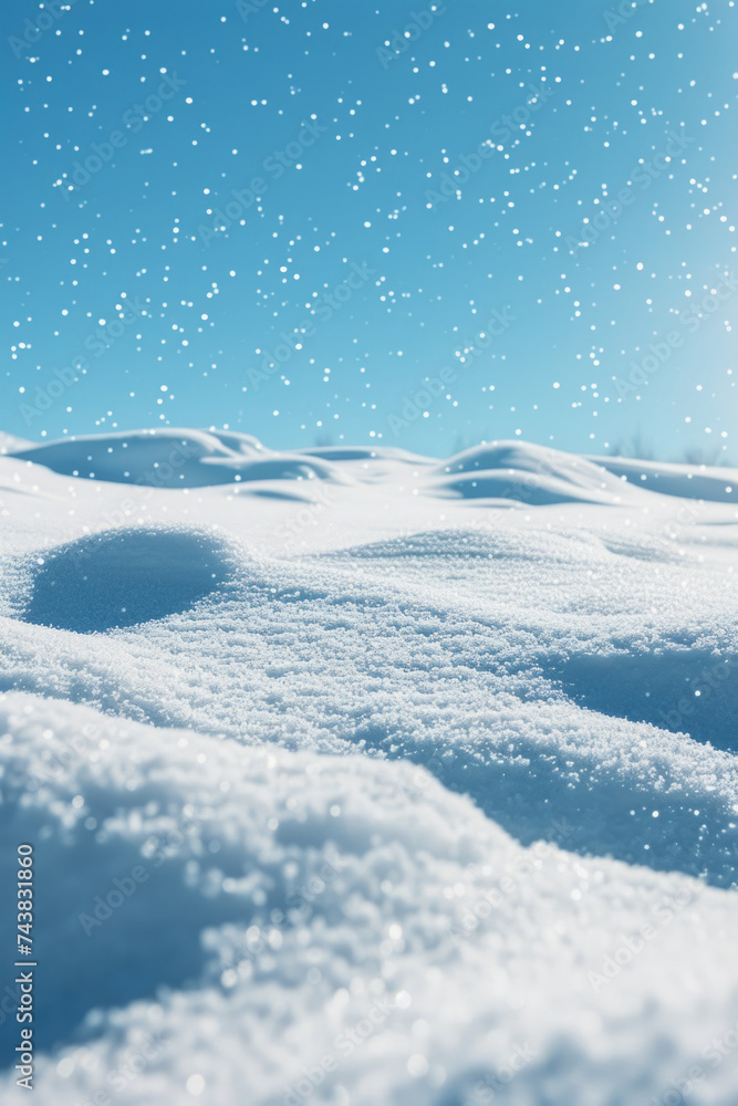 Serene snow covered field under clear blue sky