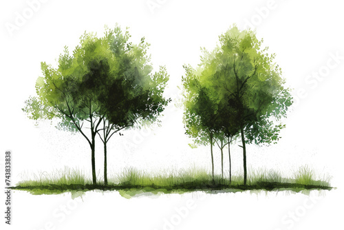 Couple of trees standing in grass
