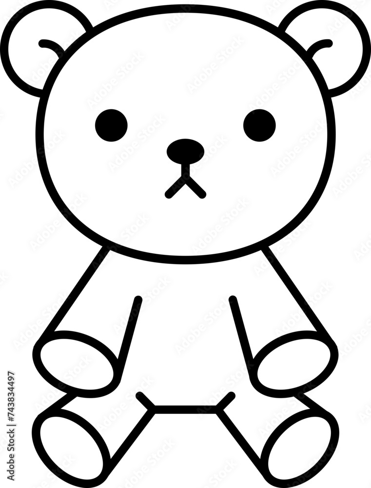 Cute teddy bear toy line icon. Cute stuffed toy symbol. Coloring book for children. Vector illustration in outline style. Cute teddy bear toy line icon. Cute stuffed toy symbol. Coloring book for children. Vector illustration in outline style.