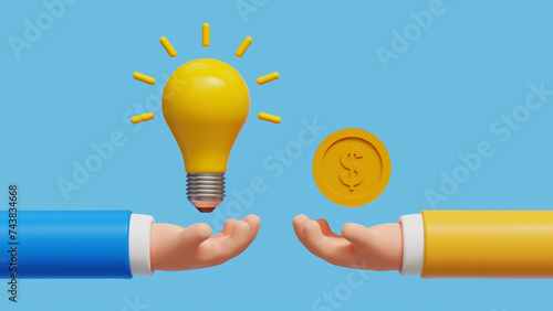 Bild auf Leinwand Money for ideas or sell idea concept