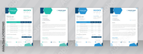Business invoice form template design, Invoicing quotes, money bills or price invoices and payment agreement templates, Tax form, bill graphic or payment receipt page vector set