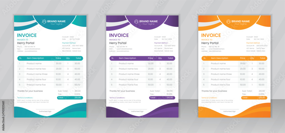 Business invoice form template design, Invoicing quotes, money bills or price invoices and payment agreement templates, Tax form, bill graphic or payment receipt page vector set Business invoice form template design, Invoicing quotes, money bills or price invoices and payment agreement templates, Tax form, bill graphic or payment receipt page vector set