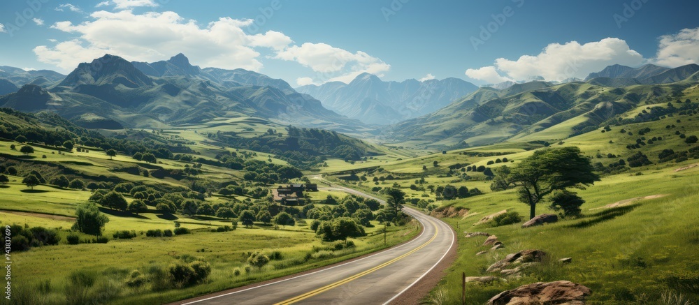 road in green mountains in summer road in green mountains in summer