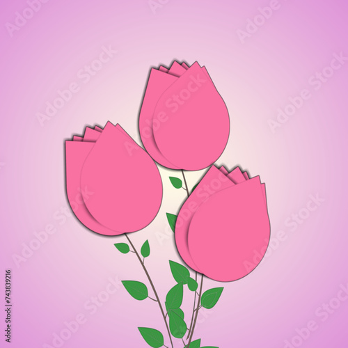Pink roses on a pink background long stemmed roses