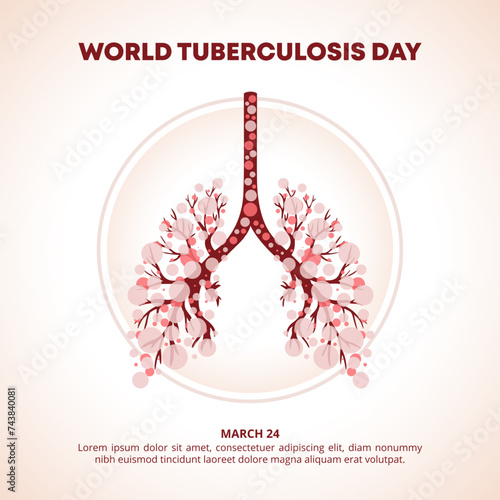 World Tuberculosis Day background with an illustrator of a lung and tuberculosis