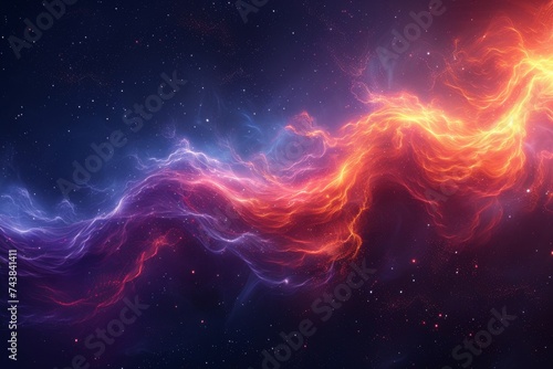 Bright Orange and Blue Swirl in Space