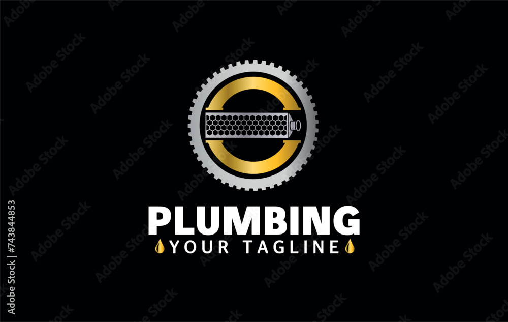 Naklejka premium plumbing logo, plumbing water logo, Plumbing logo design template