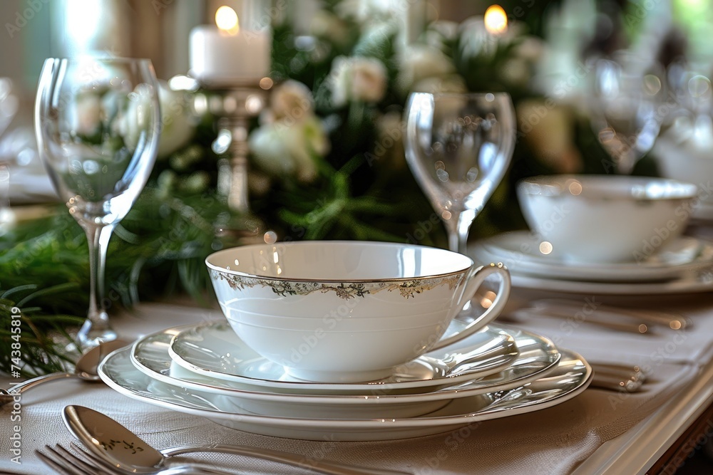 white fine porcelain on the set table professional advertising photography white fine porcelain on the set table professional advertising photography