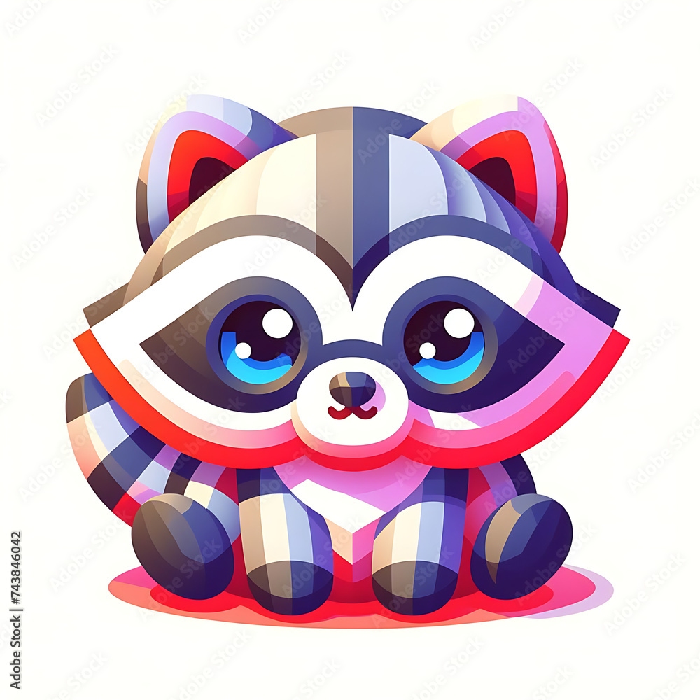 Fototapeta premium flat vector logo of raccoon , flat logo of raccoon , flat vector logo of cute raccoon flat vector logo of raccoon , flat logo of raccoon , flat vector logo of cute raccoon , Cute Racoon Illustration, 
