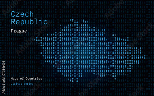 Czech Respublic Map Shown in Binary Code Pattern. Matrix numbers, zero, one. World Countries Vector Maps. Digital Series