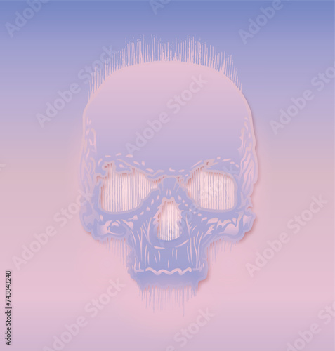 Pastel Sunset Skull Vector Illustration (ID: 743848248)