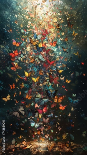 A Large Group of Butterflies Flying Through the Air