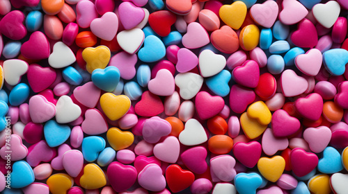Background of Brightly Colored Candy Hearts