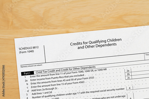 1040 tax form 8812 us individual income tax child tax credit schedule photo