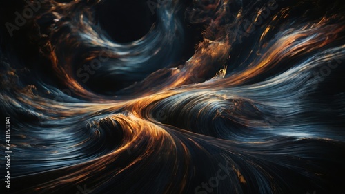 Mystical Elegance: Interplay of Gilded Darkness and Sapphire Seas in Abstract Waves