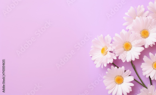 Horizontal banner in pastel colors with flowers and space for text. Background for greeting cards. Bouquet of flowers
