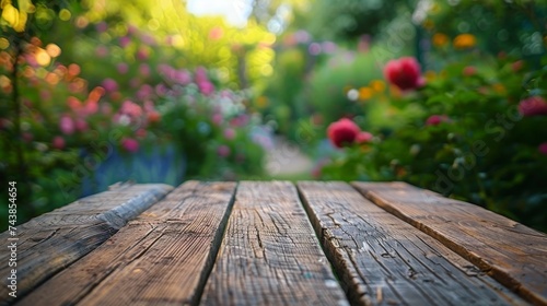 Each raindrop on the wooden surface shimmered like a tiny jewel, illuminated by the gentle caress of sunlight filtering through the lush canopy overhead.