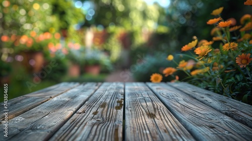 Each raindrop on the wooden surface shimmered like a tiny jewel  illuminated by the gentle caress of sunlight filtering through the lush canopy overhead.