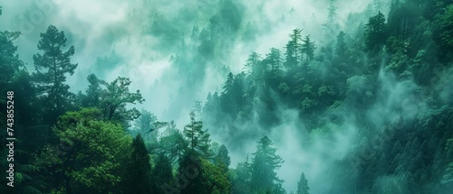 The mystical fog-covered forests of Jiuzhaigou Valley, China, hiding ancient secrets within their emerald depths
