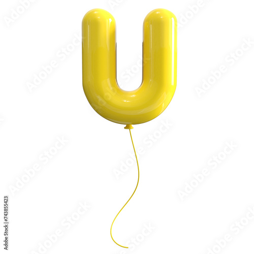 U Latter Yellow Balloon 3D