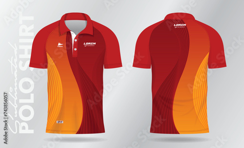 red polo shirt mockup template design for soccer jersey, football kit, sportswear. Sport uniform in front and back view. Shirt Mockup Vector Illustration