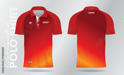 red polo shirt mockup template design for soccer jersey, football kit, sportswear. Sport uniform in front and back view. Shirt Mockup Vector Illustration