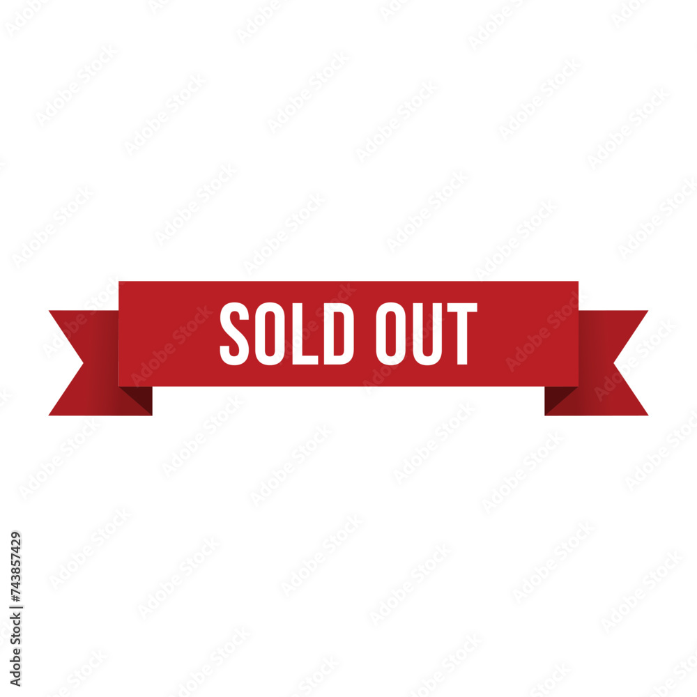 Sold Out Red Ribbon Vector Design Template