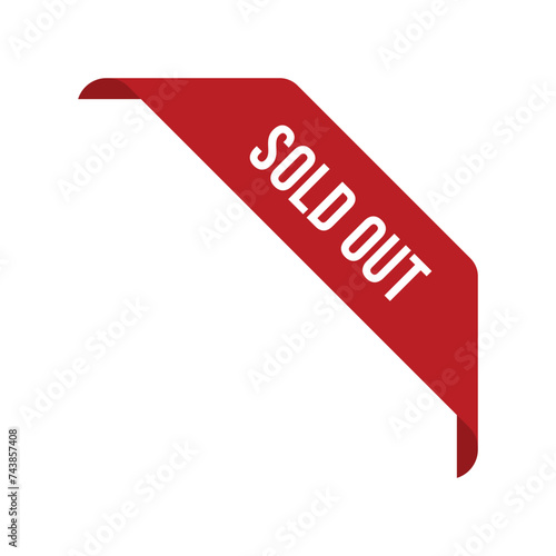 Red Corner Sold Out Ribbon Vector Design Template