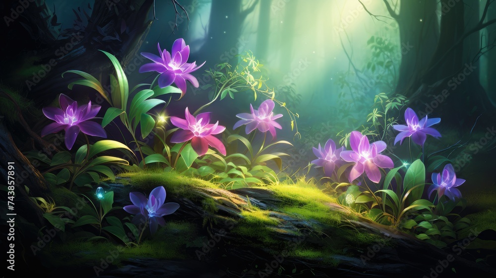 flowers in the forest, generative ai