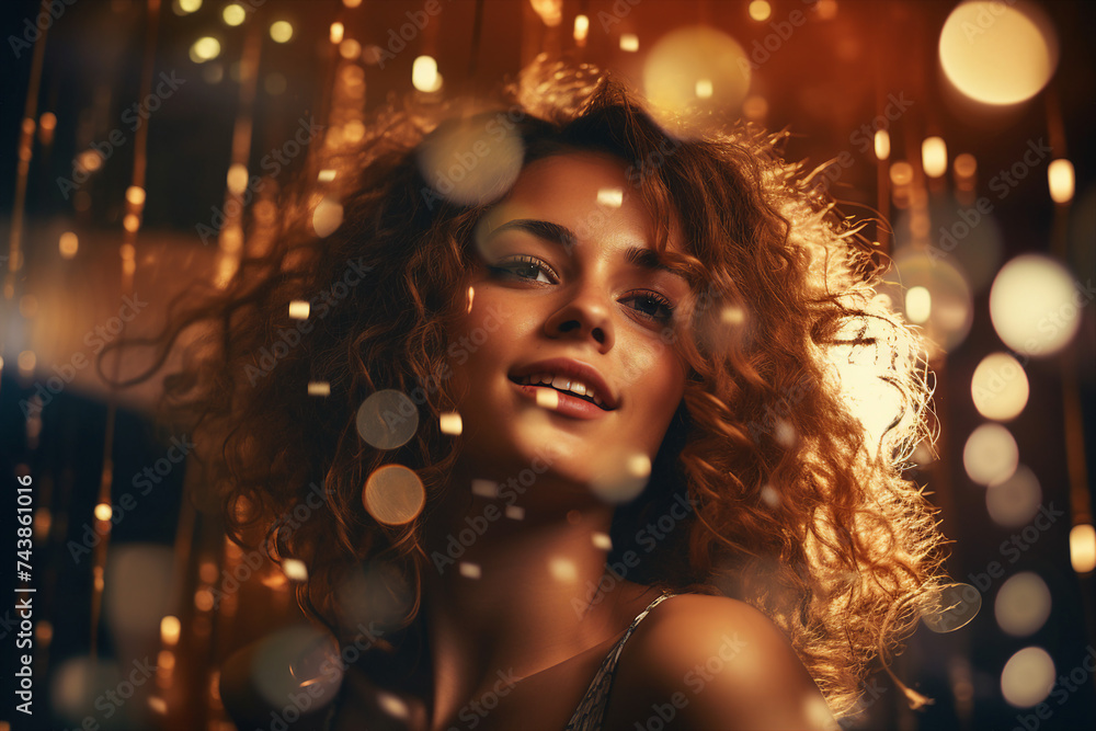 Generative AI portrait of young woman have fun on party Generative AI portrait of young woman have fun on party