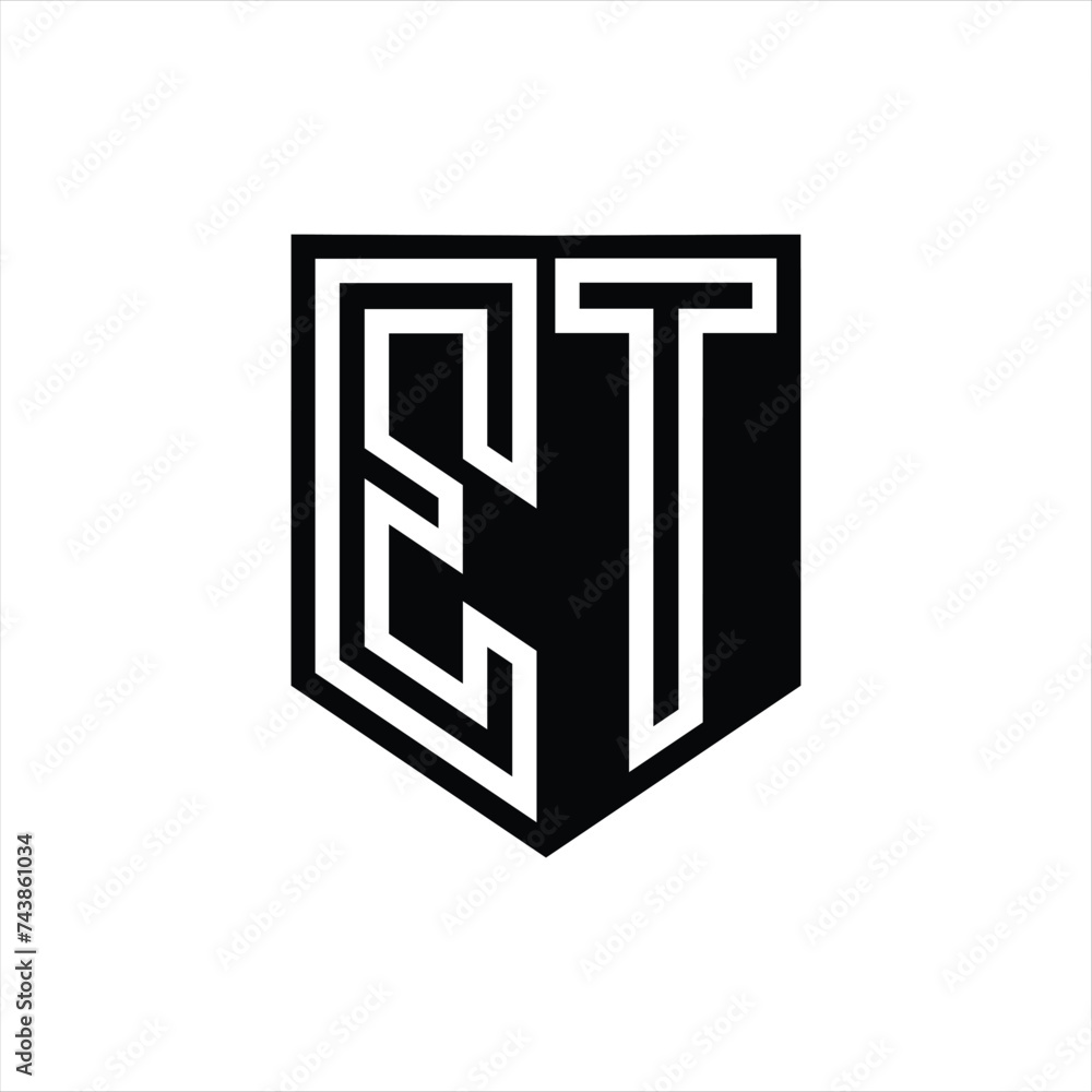 ET Letter Logo monogram shield geometric line inside shield design template ET Letter Logo monogram shield geometric line inside shield design template