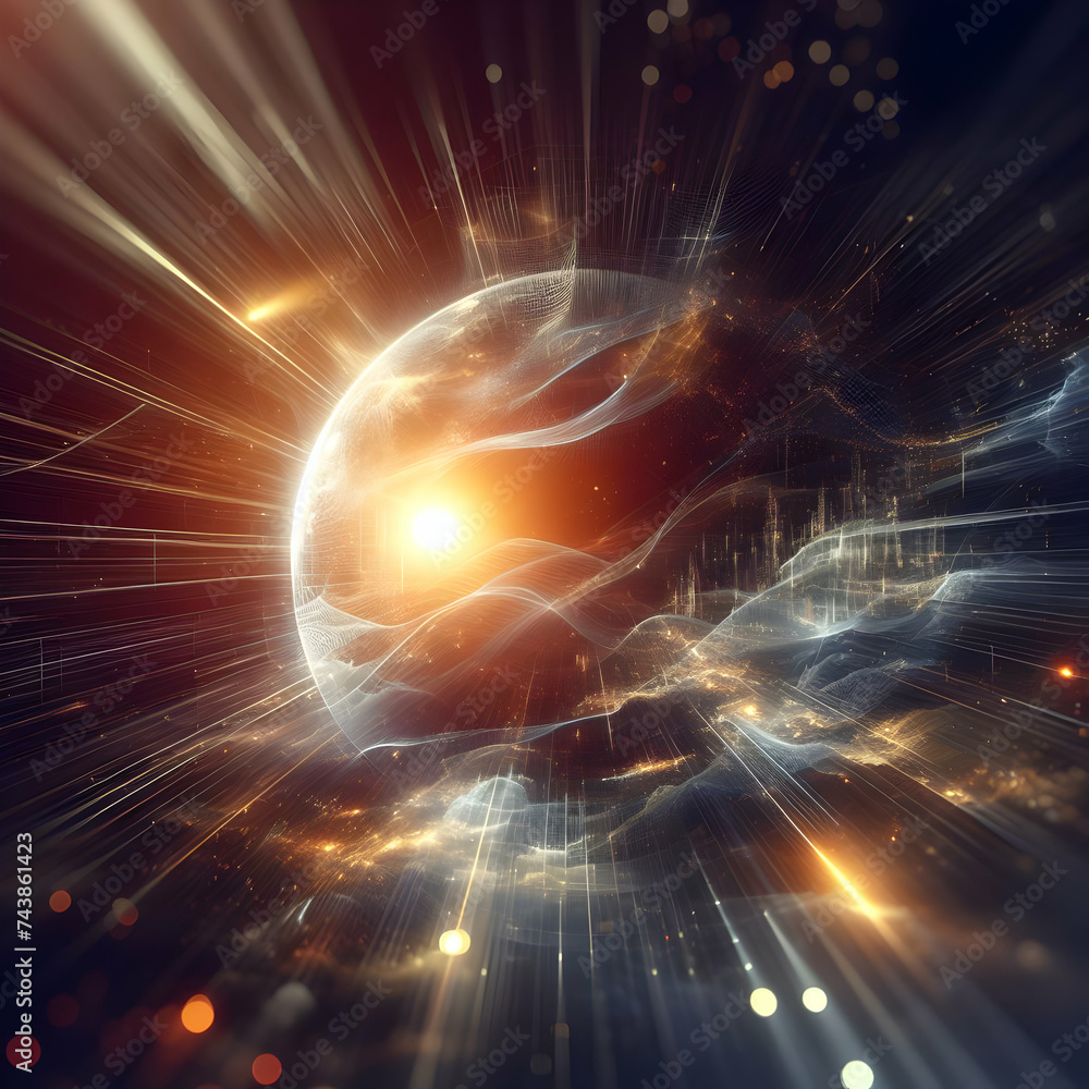 An overlay of light transition effect with sunlight rays and shadows, sunset , energy, fractal, Ai generated An overlay of light transition effect with sunlight rays and shadows, sunset , energy, fractal, Ai generated